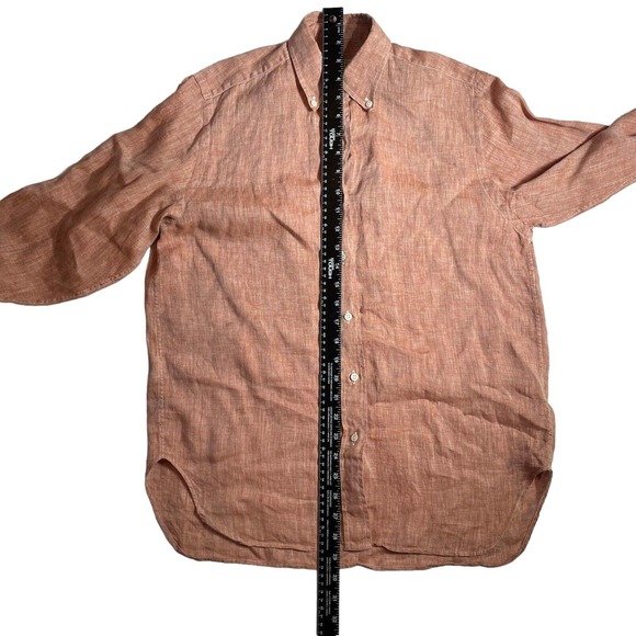 Guy Rover Italy 100% Flax Button Up Shirt‎ Light Peach Orange Women Sz 40 L US - Picture 7 of 7